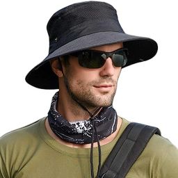 AlexVyan Hat Cap Round Crown SunVisor Hat for Men UV Protection Wide Brim Summer-image-5