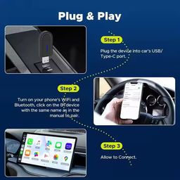 roger Roger's Wireless CarPlay and Android Auto Adapter, USB Dongle for Wired to Wireless Conversion, Quick Connect & Auto Reconnect, Bluetooth 2.4 & 5.0Ghz WiFi, & Setup for iOS & Android. USB A & Type C image 4