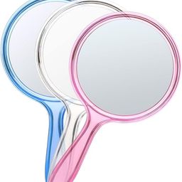 banira Double-Sided Handheld Mirror, 1X/3X Magnifying, with Handle Set of 3 (Mix Colors) image 1