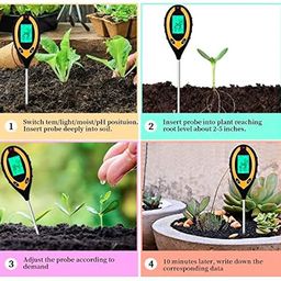 IONIX Soil Tester PH Meter, Digital Soil PH Meter 4 in 1 Moisture Gardening Water Soil Testing Machine with Sensor Prob, LCD Display for Sunlight Temperature, Home and Garden Plants image 5