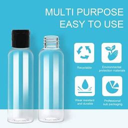 hunky dory 5pcs 100ml Empty Clear Plastic Bottles Refillable Travel Size Cosmetic Travelling Containers Small Leak Proof Squeeze Bottles with Black Flip Cap for Toiletries,Shampoo, Lotion.(Pack of 5) image 4