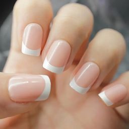 vembley Special Set of 24 Artificial Reusable Nails in French Manicure Style With Glue image 2