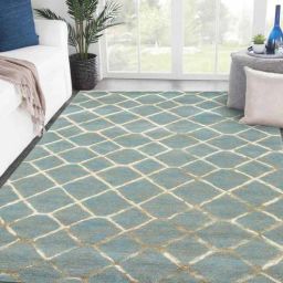 Geometrical Pattern Wool And Viscose Hand Tufted 5 x 8 Feet Carpet-image-28
