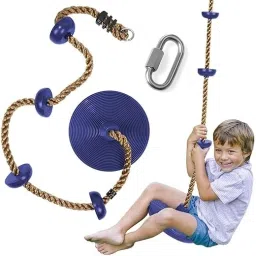 reznor Platforms Disc Tree Swing Seat & Climbing Knot Rope with Carabiner Hook for Kids image 5