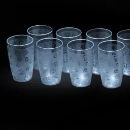 (Pack of 8) 100% Unbreakable Curved Shape Prism Pattern Water Juice Drinking Glass Set Glass Set Water/Juice Glass-image-23