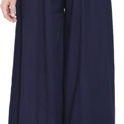 Women Loose Fit Dark Blue Viscose Rayon Trousers-image-66