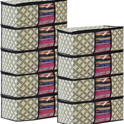 MERAO Non Woven Saree Cover Storage Zipper Bag(YELLOW BLACK SET 9) Jersey Cotton Laundry Bag-picture-43
