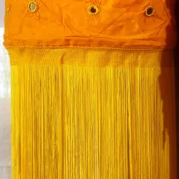 Cloth Décor/Festive Lantern, "Matka Jhoomar" Foldable, from Pipli Odisha Orange, Yellow Cloth Hanging Lantern-41