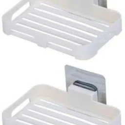 Pack Of 2 Pcs ABS Plastic Multipurpose Home Kitchen Bathroom Accessories Wall Mounted Self-Adhesive Waterproof No Drilling Soap Box Stand Storage Holder Shower Caddy with Strong Adhesive Magic Sticker (2 Soap Box,MultiColour)-image-22