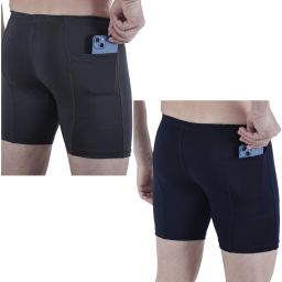 Solid Men Grey, Dark Blue Tights-image-2