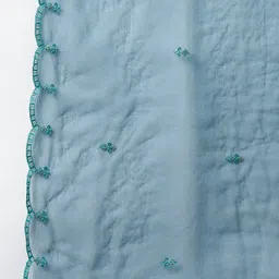 RAJGRANTH Teal & Pink Yoke Design Notched Neck Sequinned Kurta With Trousers & Dupatta image 4