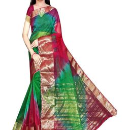 Pemal Designer Colourblocked Woven Design Zari Organza Saree-picture-31