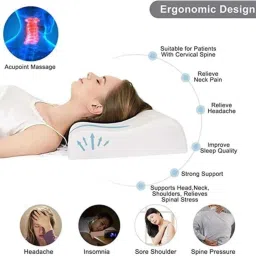 Cervical Contour Memory Stomache / Side Sleepers / Anti-Snoring Memory Foam Solid Orthopaedic Pillow Pack of 1-0