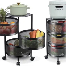 Kitchen Storage Rack, Kitchen Baker Rotating Vegetable Shelf Kitchen Steel Kitchen Trolley-picture-28