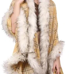 Checkered Wool Blend Women Yellow Stole-image-33