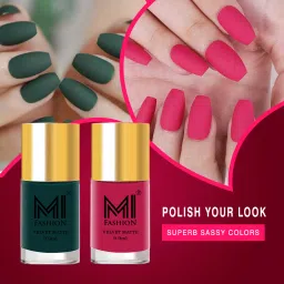 Transform Your Nails With The Trendy Matte Finish Nail Polish Colors Pink,Dark Green-image-3