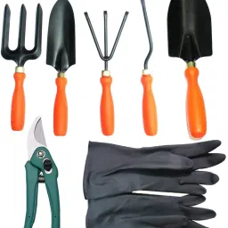Gardening Tools Set of 5 With Pruner & Multipurpose Gloves Black Garden Tool Kit-image-66