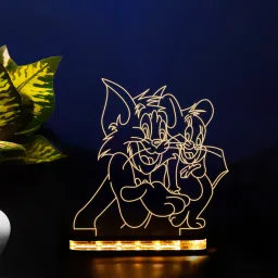 Tom & Jerry635 night lamp for kids warm white light (wooden base) Table Lamp-16