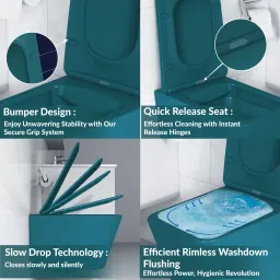 plantex Ceramic Wall Hung Commode for Toilet/Rimless Western Commode/Square Commode with Soft Closing Toilet Seat - P Trap (APS-3045) Western Commode image 5