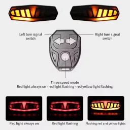 linist Bicycle Turn Signals Remote Control Indicator LED Rear Light Rechargeable LED Rear Break Light image 2