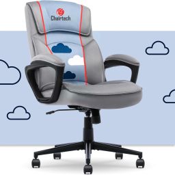 Comfort Classic Ergonomic Mid-Back Computer DeskChair with Lumbar Support Leatherette Office Conference Chair-image-99