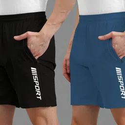 avolt Pack of 2 Solid Men Black, Light Blue Casual Shorts-picture-8