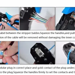 BALRAMA Combo Crimping Tool + Network LAN Cable Tester + RJ 45 Connectors Cable Plug Heads Multifunctional Tools for IT Laptop Computer Network Profeesionals Manual Crimper Combo Set image 2
