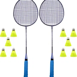 Badminton kit Set Of 2 Piece Racquet with 10 Piece Plastic ShuttleCock Badminton Kit-16