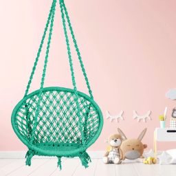 Cotton Rope Round Swing Chair for Kids, Wooden Swing for Kids, Jhula for Outdoor Swings-image-9