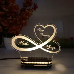 Infinity Heart LED Table Lamp, Names, Anniversary Wedding Gift Warm White Table Lamp-9