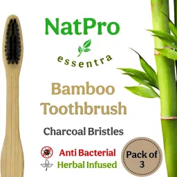Bamboo toothbrush 3 pcs Herbally infused anti bacterial with Charcoal bristles Soft Toothbrush-image-17