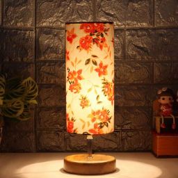 new era Troika Multicolour Cottan Fabric Shade Table Lamp With Wood Base-picture-2