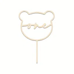 Cliths Wooden Bear Shape One Cake Topper for 1st Birthday Party Decoration Wooden Cut-outs-42