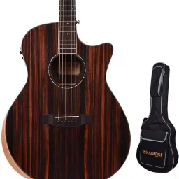 Acoustica 40'' Acoustic Guitar Black Wood A1015 With Fishman EQ+Online Classes) Acoustic Guitar Solid Wood Rosewood Right Hand Orientation-picture-18