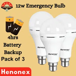 henonex Power Saver Bulbs – Pack of 3 | 12W | Long Life Guarantee 2 hrs Bulb Emergency Light-picture-4