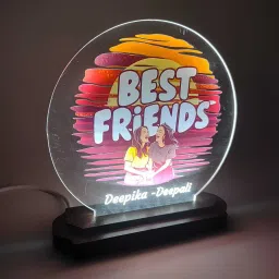 laserart Beach Couple Personalized LED Lamp | Custom Acrylic Night Light with Names Table Lamp image 2