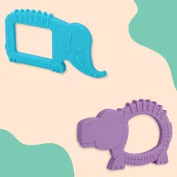 baby moo Soothing Silicon Teether BPA And Toxin Free Elephant And Hippo Soother image 2
