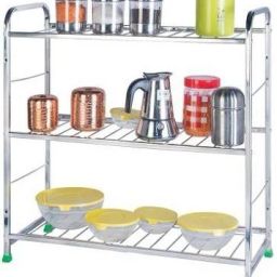 Utensil Kitchen Rack Stainless Steel 4 Shelf Wall Mount Kitchen Racks | Dish Rack with Cutlery and Plate Kitchen Stand | Modular Kitchen Bartan Stand | Kitchen Organizer Items (24x24 inches) Dish Drainer Steel-image-94