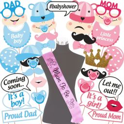 Baby Shower Props, Baby Shower Sash, Baby Shower Decoration Items (FP431) Photo Booth Board-image-23