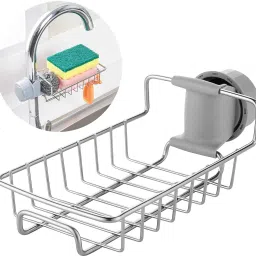Stainless Steel Kitchen Faucet Sink Sponge Hanging Tap Storage Holder Rack/Shelf Stainless Steel Wall Shelf-image-71