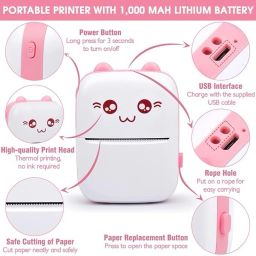 ENMORA Portable Printer, Mini Pocket Wireless Bluetooth Thermal JGW8 Multi-function Monochrome Label Printer image 5
