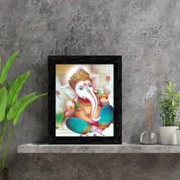 indianara Lord Ganesha Framed wall Painting with Table Top 2151TT(BK)-WITH GLASS Digital Reprint 8 inch x 6 inch Painting-picture-13