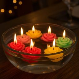 Floating Rose Candles,Decorative Wax Candles with Glitter ,Multicolor, Pack of 8 Candle-picture-20