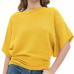 Party Balloon Sleeve Solid Women Yellow Top-image-86