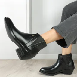 Black Solid Outdoor Women Boots Boots For Women-image-26