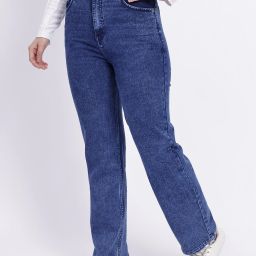 Women Straight Fit High Rise Blue Jeans-image-60