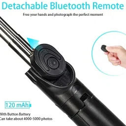 Viraan R1S Bluetooth Remote Selfie Light 3in1 Selfie Stick Tripod Stand with All Phones Single Gimbal for Mobile, Camera image 4