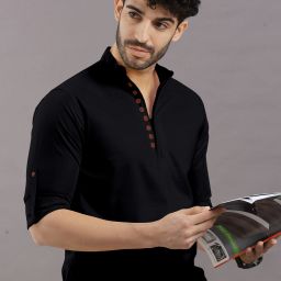 Men Solid Cotton Blend Straight Kurta-image-22