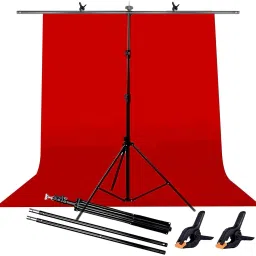 Vistook 6x9FT Red Decoration Curtain T-Shaped Stand Photo Studio With Croma Screen Reflector-image-27