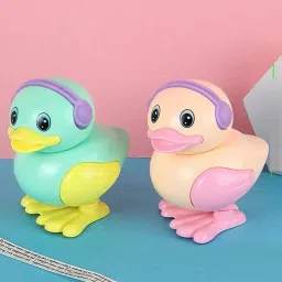 2 Pcs Jumping Wind-Up Key Operated Duck Toys for Kids Rattle-3